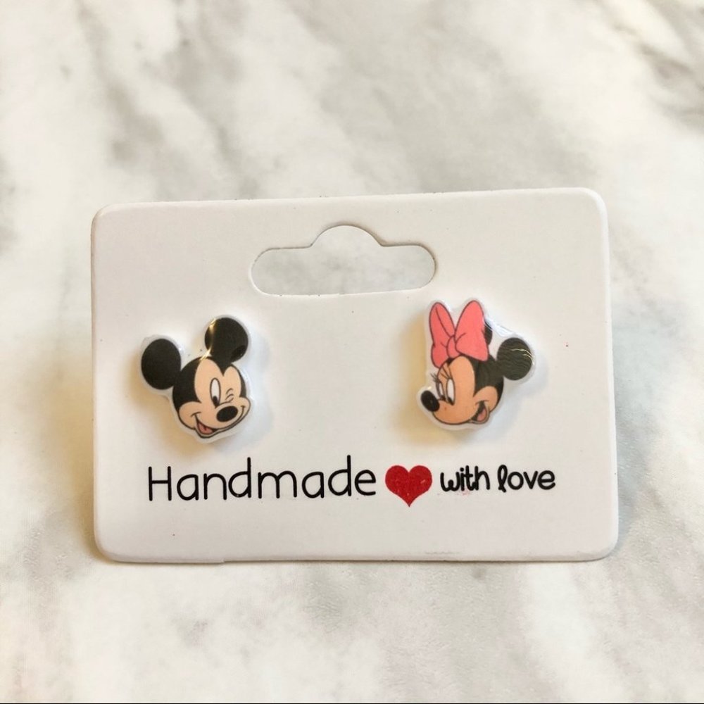 🎉 New Mickey & Minnie Mouse Handmade Earrings - Picture 1 of 4